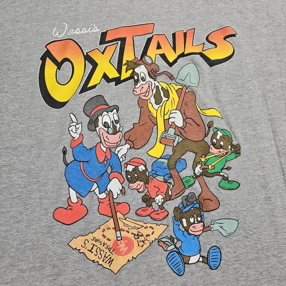 Wassis Oxtails Mens Graphic Tee Top T-shirt Size XXXL 3X Gray Ducktails Print
